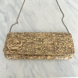 Hand-made weaved date purse with silver chain